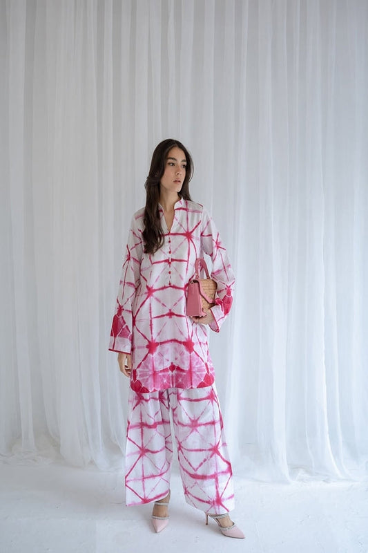 Pink and White Pattern Loungewear Co-Ord Set
